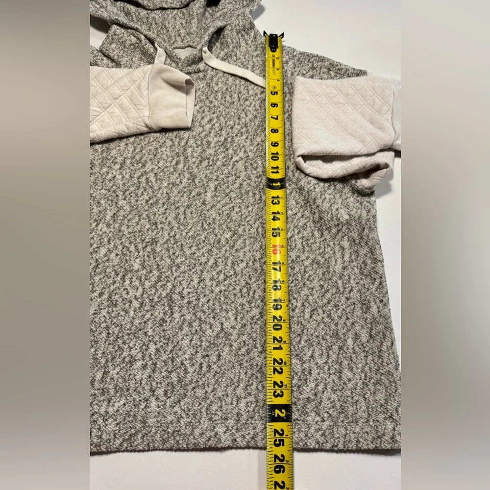 Madewell Quilted Sleeve Hoodie Sweatshirt Ivory/Gray Size Large Style #NB523 - Picture 8 of 9